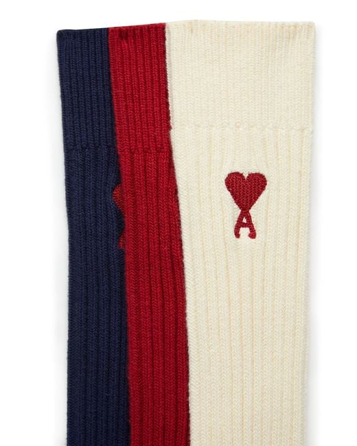 AMI Multicolor Ami De Cœur Three Pack Socks for men