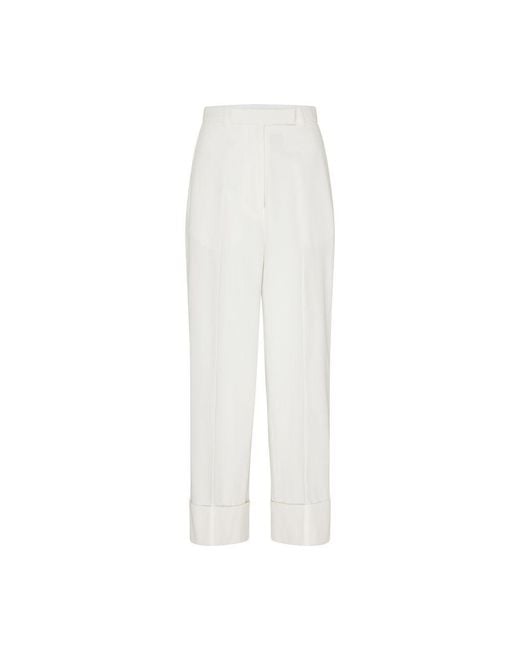 Thom Browne White Hight Waisted Straight Leg Trousers