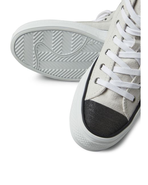 Brunello Cucinelli White Sneakers With Monili Trim