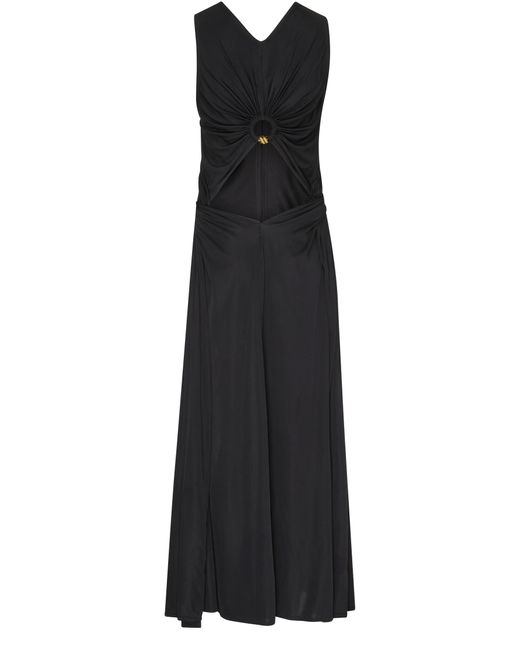 Robe longue à taille froncée Bottega Veneta en coloris Black