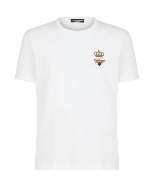 Dolce & Gabbana T-Shirt aus Baumwolle mit Stickerei in White für Herren