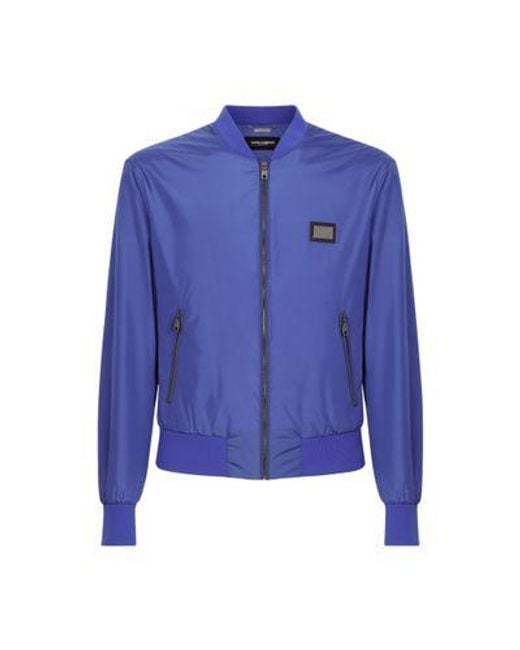 Dolce & Gabbana Blue Nylon Jacket With Branded Tag for men