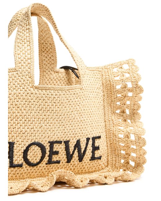 Loewe Font Ruffles Small Raffia Tote Bag in Natural | Lyst
