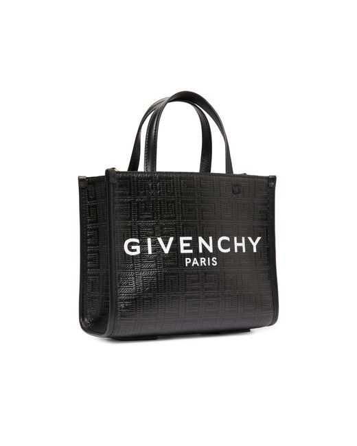 Givenchy Black Mini G Tote Shopper Bag In 4g Coated Canvas