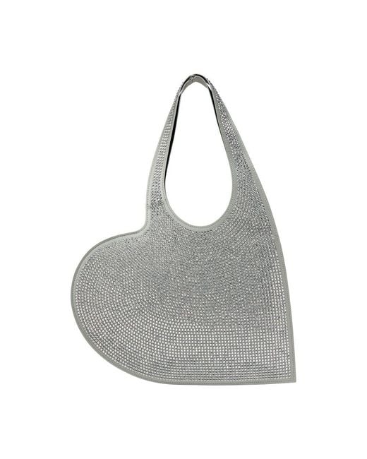 Coperni Gray Crystal-embellished Mini Heart Tote Bag