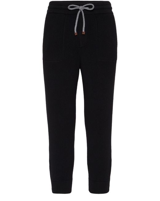Brunello Cucinelli Black Cashmere Knit Trousers for men