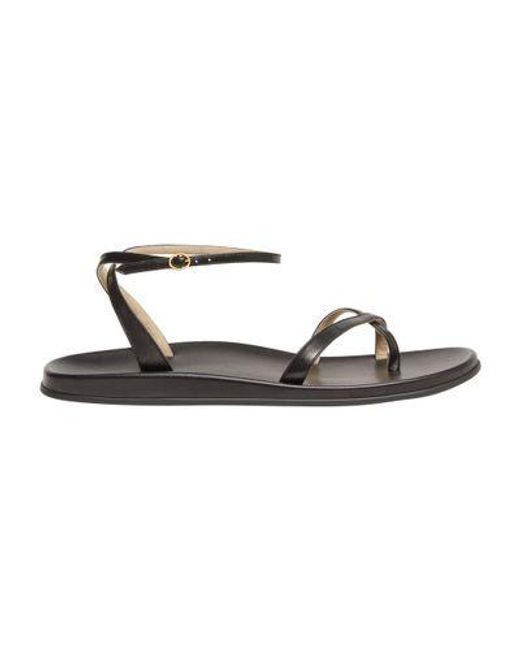 The Row Black Hugh Ankle Strap Sandals