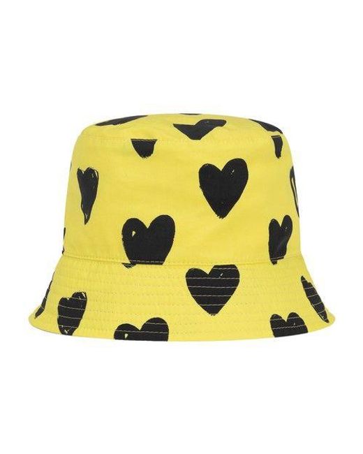 Dolce & Gabbana Yellow Cotton Bucket Hat With Heart Print for men