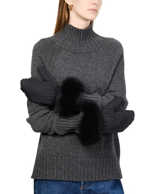 Yves Salomon Black Puffer Jacket With A Fox Fur Collar