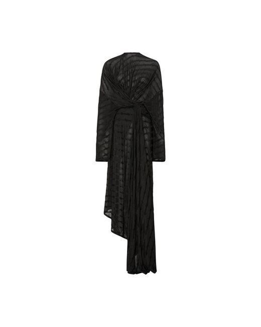 Balenciaga Black Bb Monogram Front Drape Dress