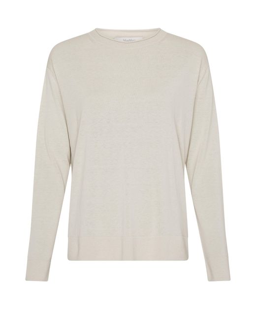 Max Mara White Pensile Round Neck Sweater