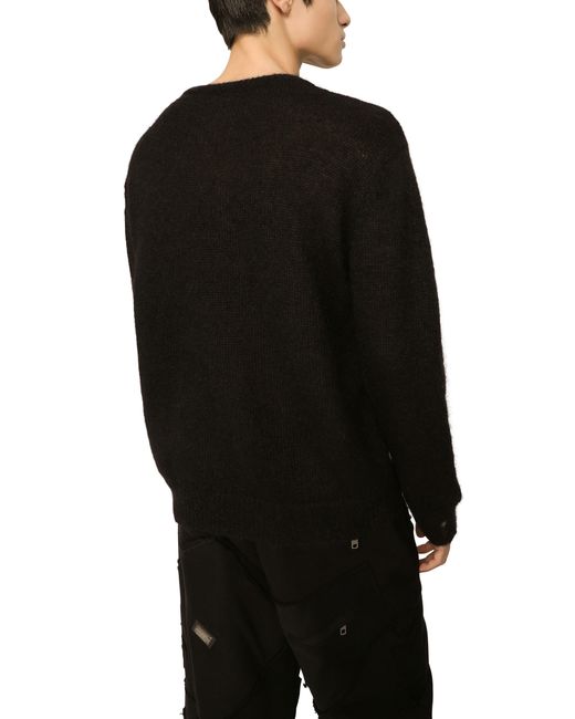 Dolce & Gabbana Black Round-neck Mohair Wool Sweater