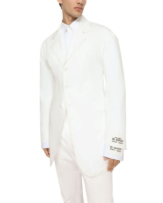 Dolce & Gabbana White Stretch Cotton Gabardine Jacket for men