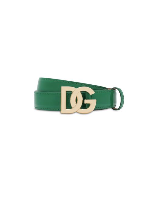 Dolce & Gabbana Green Polished Calfskin Belt With Dg Logo