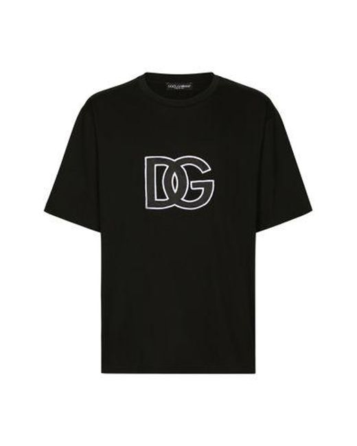 Dolce & Gabbana Black 's Iconic Dg Logo Brands This Cotton T-shirt, In A Contrasting Outline Design For Maximum Impact for men