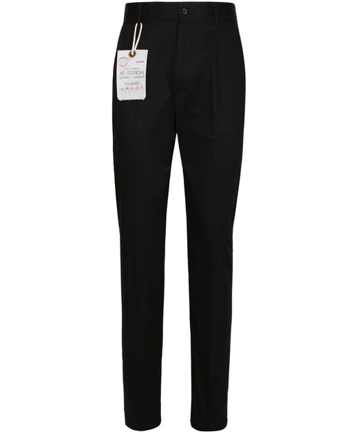 Dolce & Gabbana Black Tailored Stretch Cotton Pants for men