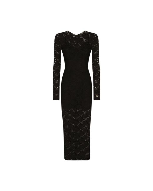 Dolce & Gabbana Black Long Lace Dress