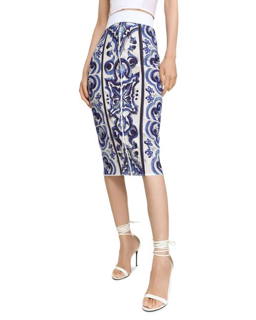 Dolce & Gabbana Blue Midi Skirt