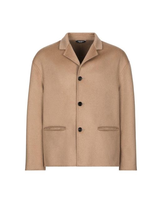 Dolce & Gabbana Natural Single-Breasted Cashmere Jacket for men