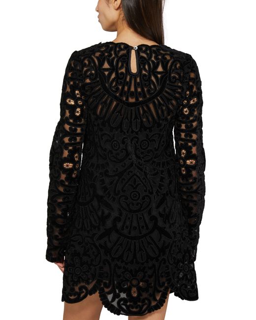 Sea Black Dana Embroidery Velvet Dress