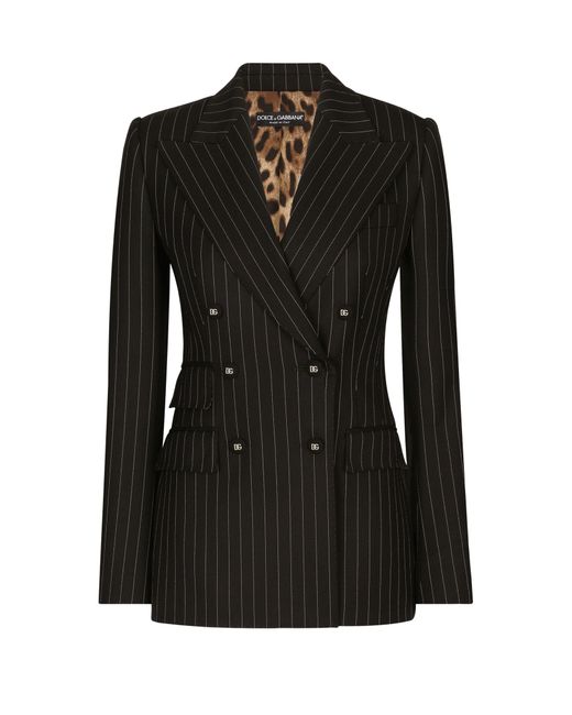 Dolce & Gabbana Black Pinstripe Twill Turlington Blazer