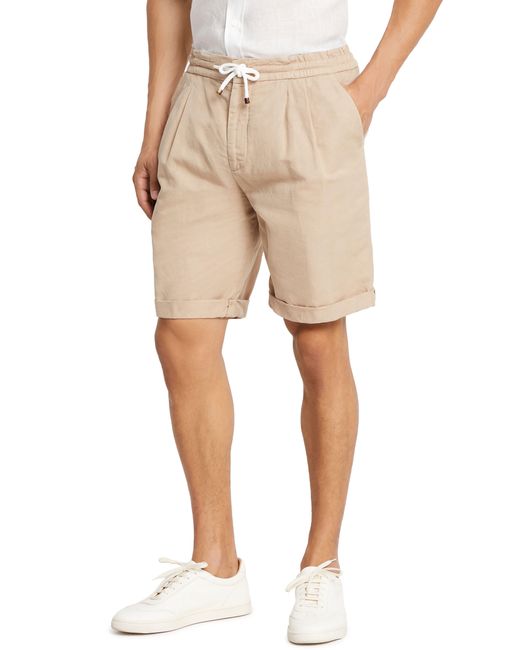 Brunello Cucinelli Natural Bermuda Shorts With Drawstring for men