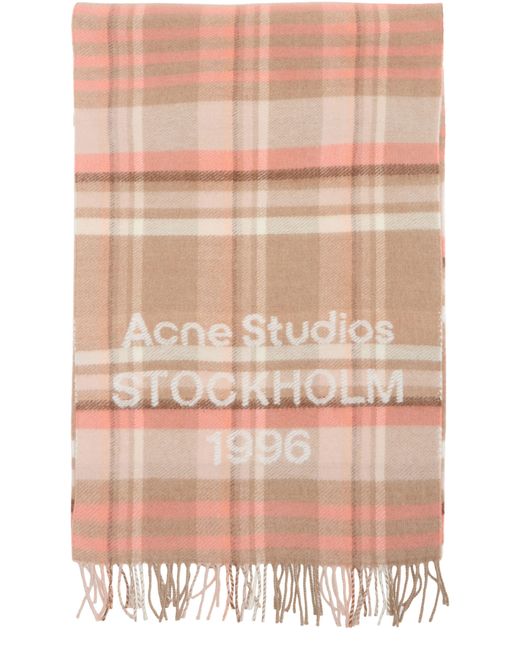 Acne Pink Schal Mit Karo-Logo