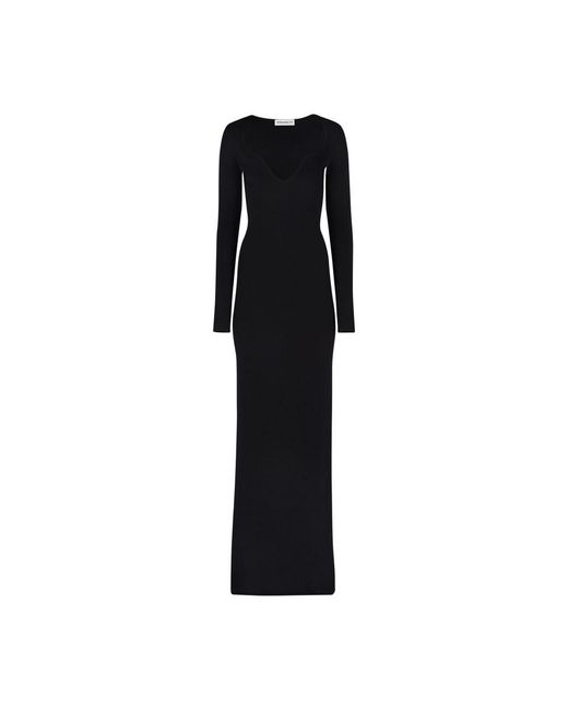 Nina Ricci Black Fitted Wool-Blend Long Dress