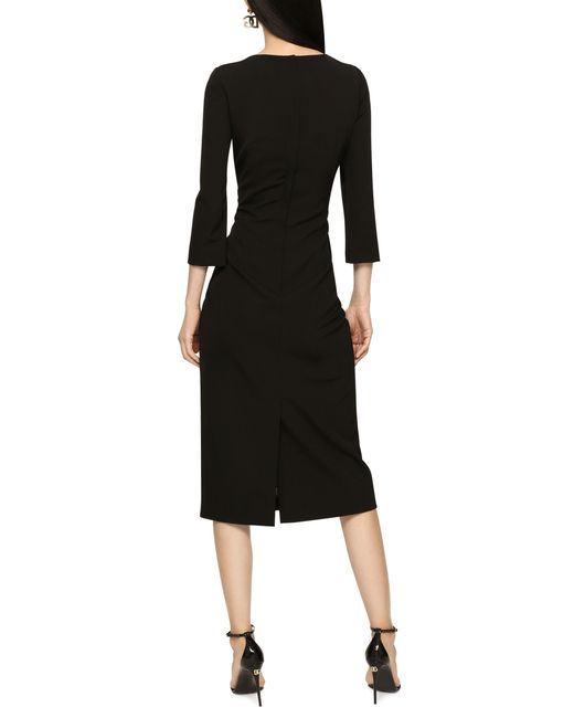 Robe mi-longue en laine Dolce & Gabbana en coloris Black