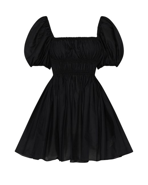 Matteau Black Shirred Mini Dress Short-sleeved