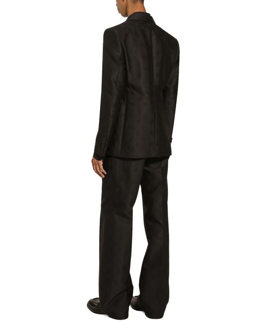Dolce & Gabbana Black Silk Jacquard Pants for men