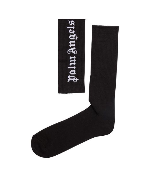Palm Angels Black Classic Logo Socks for men