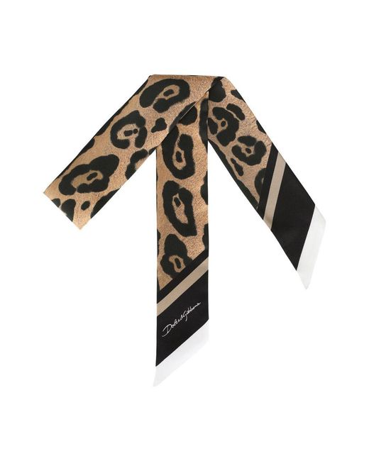 Dolce & Gabbana Black Leopard-Print Twill Headscarf