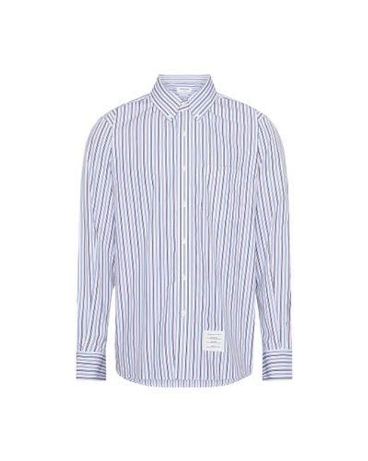 Thom Browne Blue Long-sleeved Stripped Shirt for men