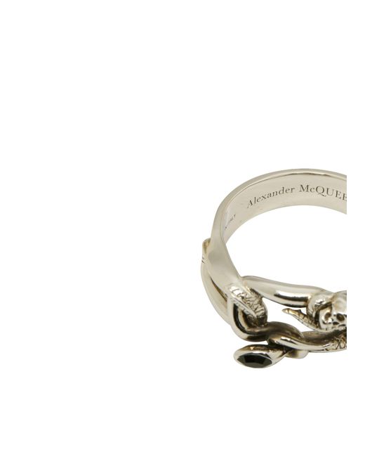Alexander McQueen Ring Snake and Skull in Natural für Herren