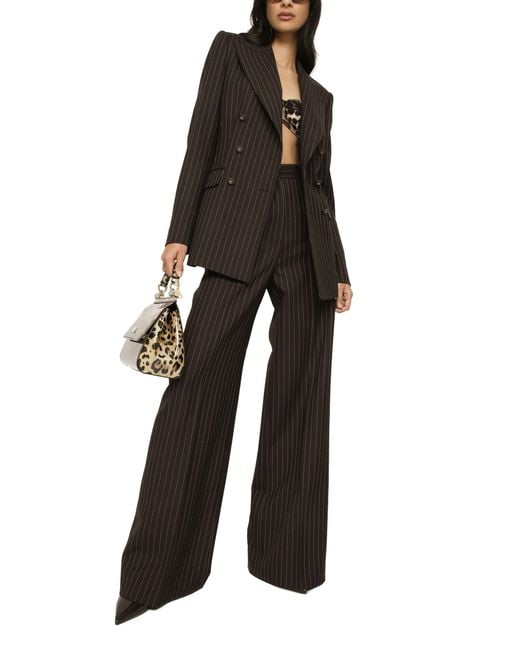 Dolce & Gabbana Black Pinstripe Wool Turlington Jacket