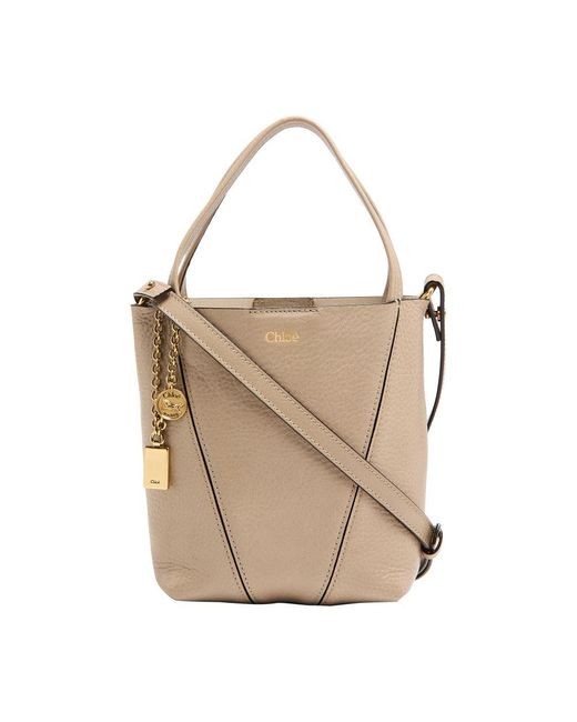 Chloé Natural Cabas-Tasche Aus Genarbtem Leder Spin