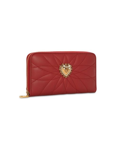 Portefeuille au pourtour zippé Devotion Dolce & Gabbana en coloris Red
