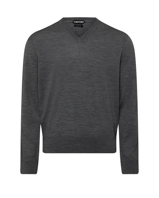 Tom Ford Gray V-Neck Sweater for men