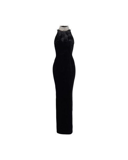 Balmain Black Long Velvet Halterneck Dress