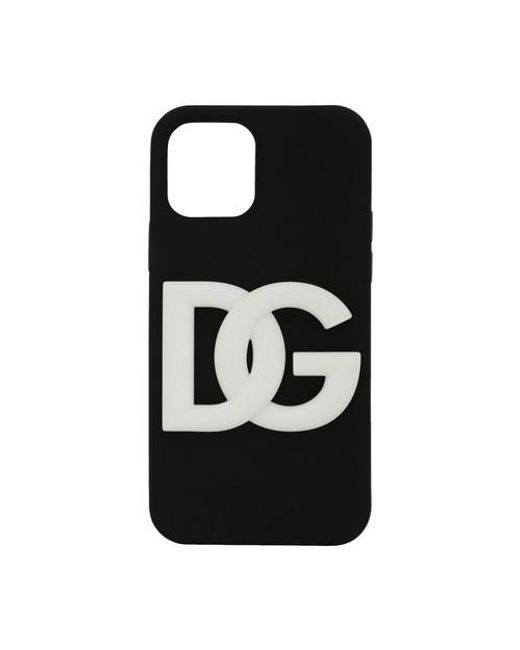 Dolce & Gabbana Black Rubber Iphone 12 Pro Cover With Dg Logo for men
