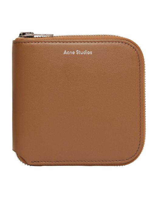 Acne Brown Mini Zipped Wallet for men
