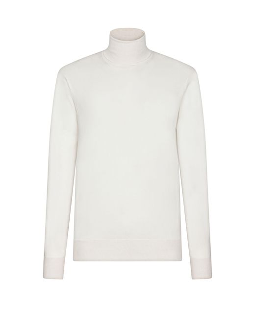 Dolce & Gabbana White Cashmere And Silk Turtleneck Sweater for men