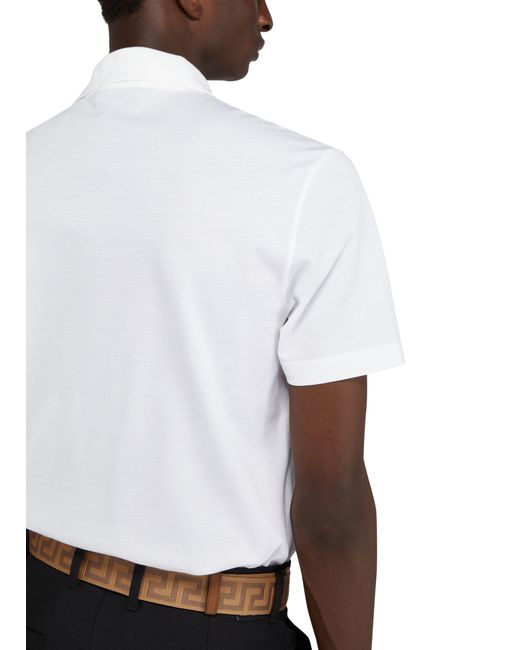 Versace White Medusa Embroidered Polo Shirt for men