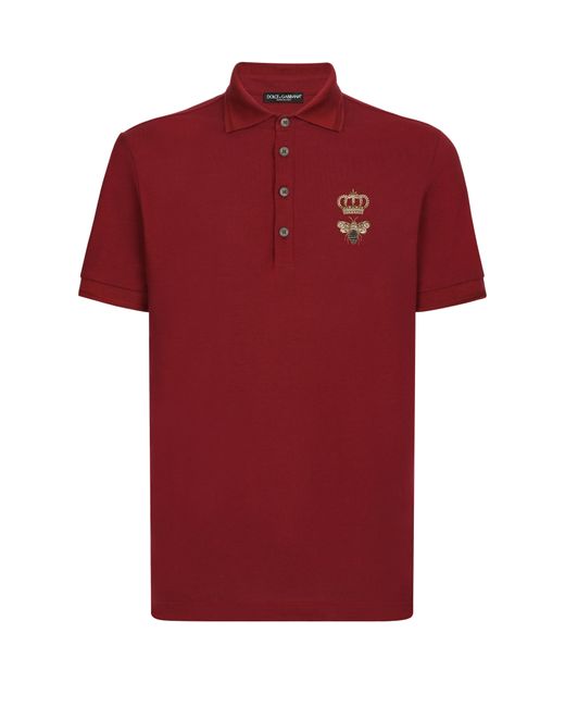 Dolce & Gabbana Red Cotton Piqué Polo-Shirt for men