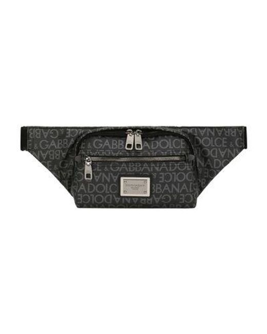 Dolce & Gabbana Black Small Jacquard Belt Bag for men