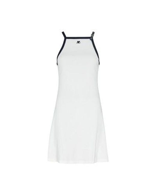 Courreges White Buckle Contrast Dress