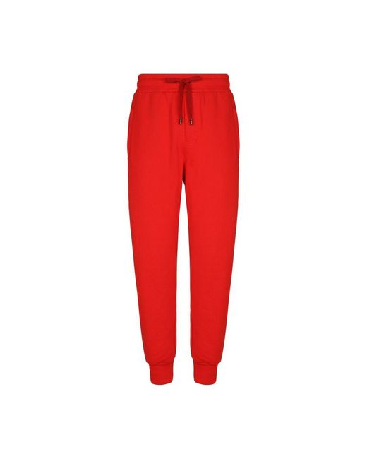 Dolce & Gabbana Red Jersey jogging Pants With Embossed Tag for men