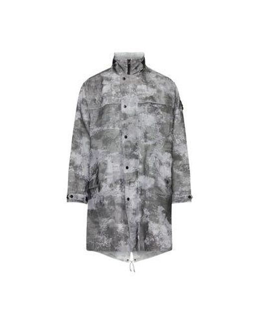 Stone Island Gray Coat With Logo Patch for men