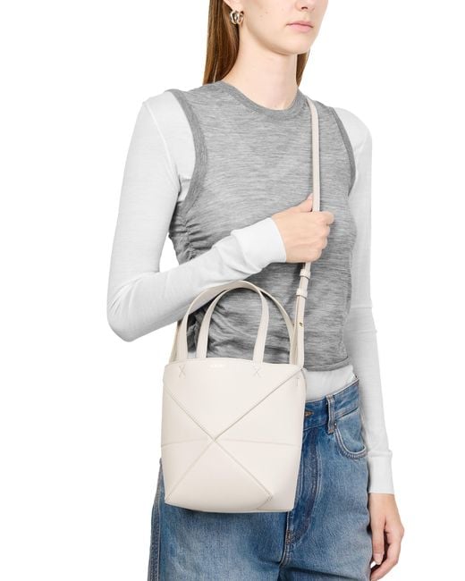 Loewe White Mini Puzzle Fold Tote